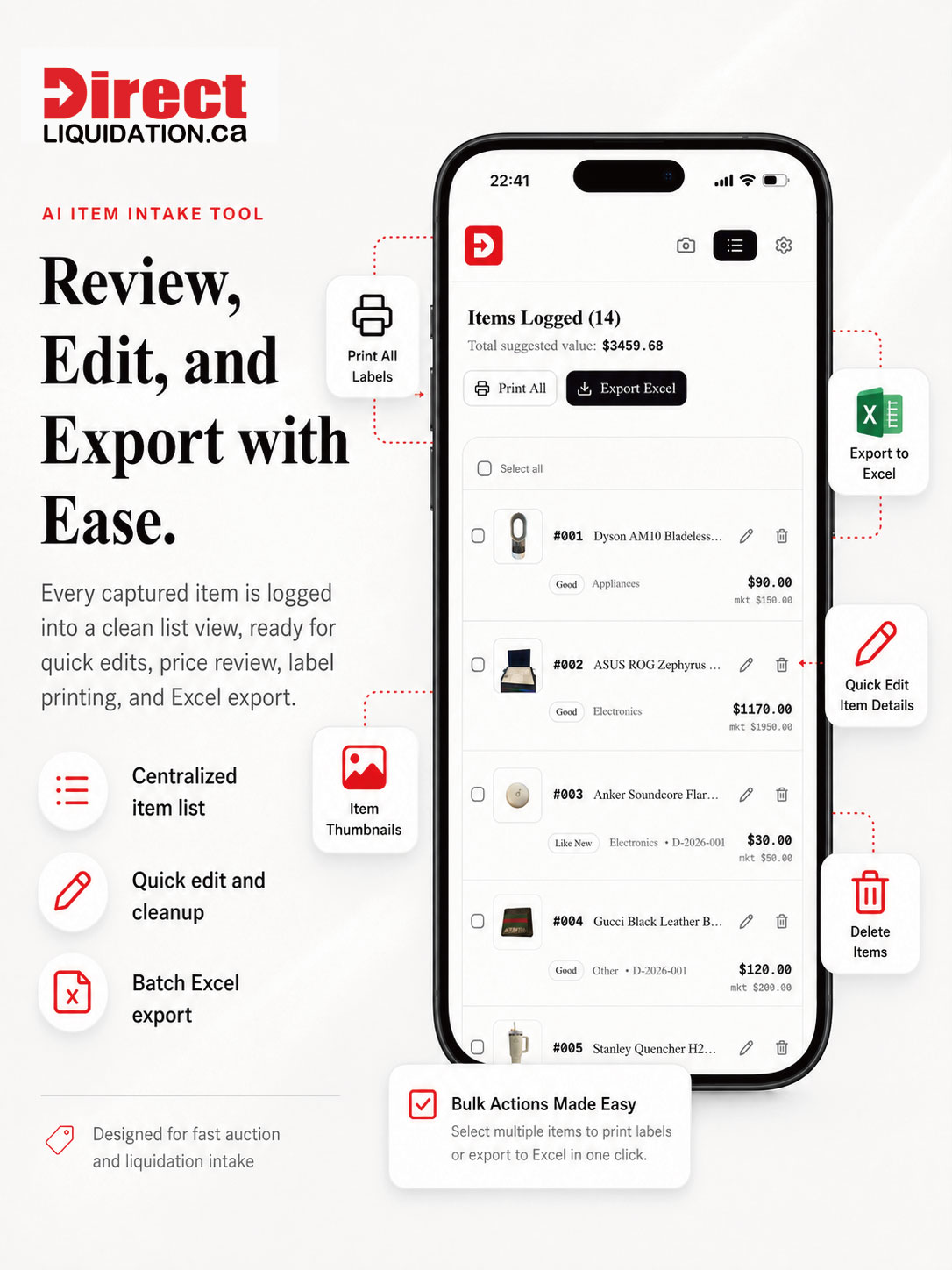 Review, edit, batch export