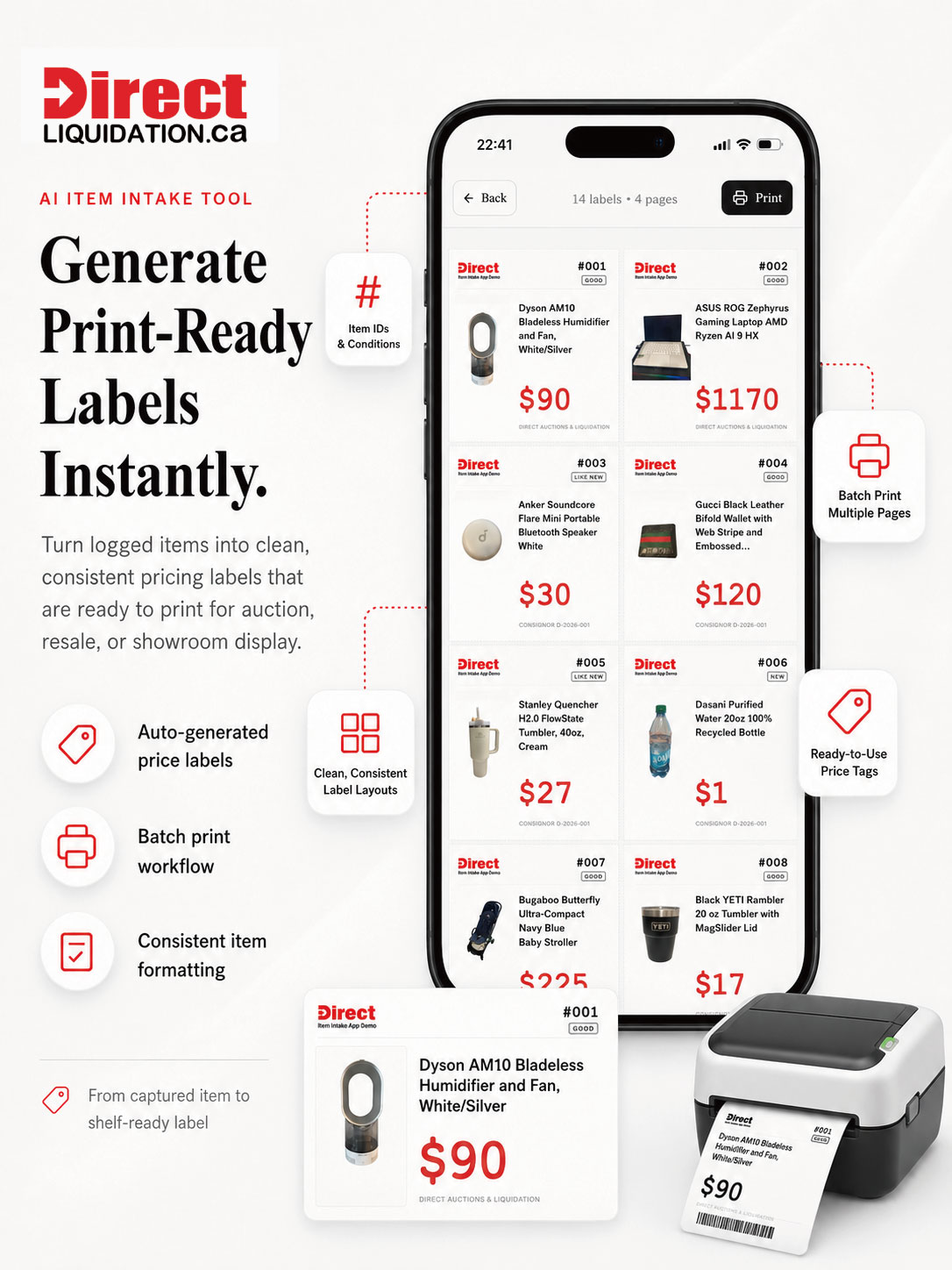 Print-ready labels, instantly